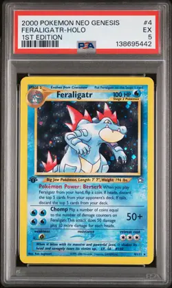 2000 POKEMON NEO GENESIS 1ST ED #4 FERALIGATR-HOLO PSA 5 - Image 1