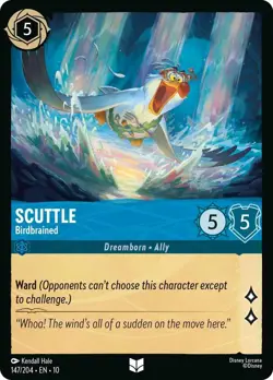 Disney Lorcana Whispers in the Well Uncommon COLD FOIL - 147 Scuttle Birdbrained - Image 1