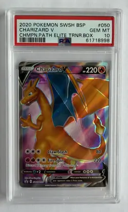 2020 POKEMON SWSH PROMO CHAMPION'S PATH ETB #050 CHARIZARD V PSA 10 - Image 1