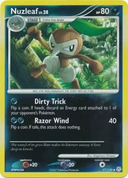 1x Nuzleaf - 57/130 - Uncommon - Reverse Holo Damaged Pokemon Diamond & Pearl Ba - Image 1