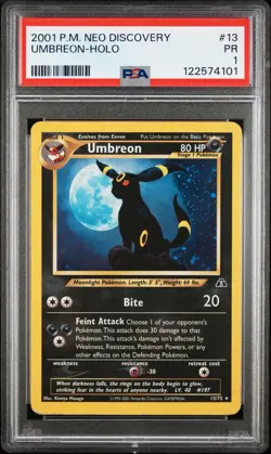 2001 Pokemon Neo Discovery 13/75 Umbreon Holo Rare PSA 1 - Image 2