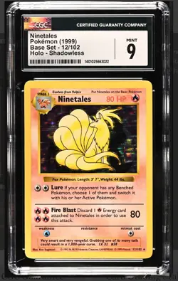 CGC 9 Shadowless Ninetales Base Set Holo 12/102 Pokemon Card 1999 - Image 1