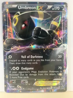 Umbreon EX 55/124 Fates Cld LP 2016 HP170 Basic Ultra Rare Holo Drk Pokemon Card - Image 1