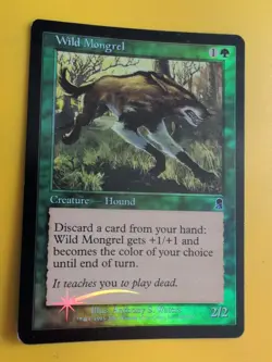 Wild Mongrel - hound - wear to edges MTG Card. Odyssey.Old Border FOIL. - Image 2
