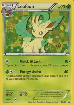 2013 Pokemon LEAFEON Card BW87 # 470 Verdant Holo PROMO Black Star - Image 1