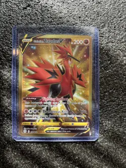 Pokemon Galarian Zapdos v TCG Card 182/172 Brilliant Stars Gold Secret Rare - Image 1