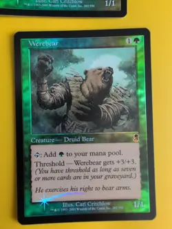 Werebear x2 Druid bear MTG Card. Odyssey.Old Border FOIL.1 foreign 'homen-urso' - Image 2