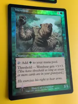 Werebear x2 Druid bear MTG Card. Odyssey.Old Border FOIL.1 foreign 'homen-urso' - Image 3