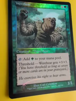 Werebear x2 Druid bear MTG Card. Odyssey.Old Border FOIL.1 foreign 'homen-urso' - Image 5