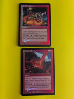 Volcanic Spray & Reckless Charge. MTG Card. Odyssey.Old Border FOIL. 2 card - Image 1