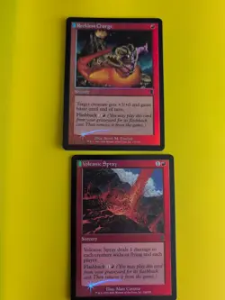 Volcanic Spray & Reckless Charge. MTG Card. Odyssey.Old Border FOIL. 2 card - Image 2