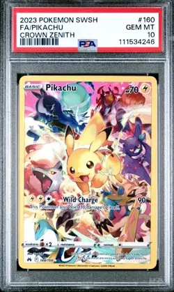 2023 Pokemon Pikachu 160/159 Crown Zenith Full Art Secret Rare PSA 10 Gem Mint - Image 1