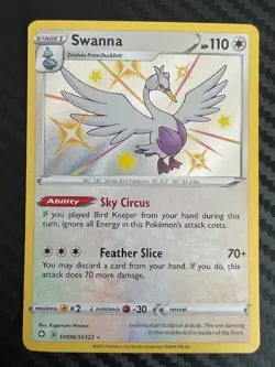Pokemon TCG Swanna SV096/SV122 Shining Fates: Shiny Vault Holo Rare NM - Image 1