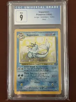 Pokemon TCG CGC 9 Vaporeon Jungle Unlimited Holo Rare 12/64 - Image 1