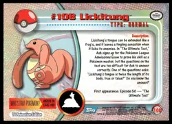 Topps Pokemon Lickitung #108 1999 TV Animation Edition Non Holo Blue Logo LP - Image 2