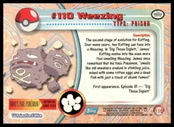 Topps Pokemon Weezing #110 1999 TV Animation Edition Non Holo Blue Logo NM - Image 2
