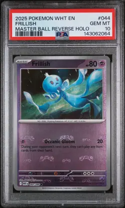 2025 Pokemon Wht En-White Flare #044 Frillish Master Ball Reverse Holo PSA 10 - Image 1