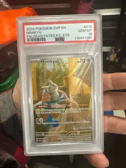 2024 Pokemon SVP EN Mimikyu #075 Paldean Fates Pokemon Center ETB Promo PSA 10 - Image 1