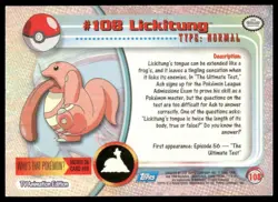 Topps Pokemon Lickitung #108 1999 TV Animation Edition Non Holo Blue Logo NM - Image 2