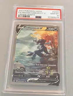 2023 Pokemon Crown Zenith Full Art HISUIAN SAMUROTT V GG51 PSA 10 Gem Mint RARE - Image 2