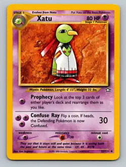 Pokemon Stage 1 Xatu Neo Genesis 52/111 Uncommon Unlimited LP - Image 1