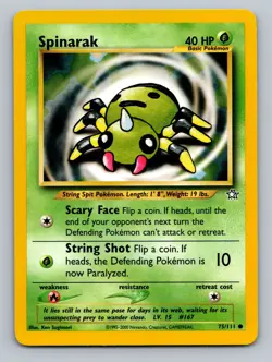 Pokemon Spinarak 75/111 N1 Neo Genesis Unlimited NM - Image 1