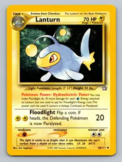 Pokemon Stage 1 Lanturn Neo Genesis 38/111 Uncommon Unlimited LP - Image 1