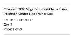PREORDER Chaos Rising Pokemon Center ETB Exclusive PRESALE - Image 2