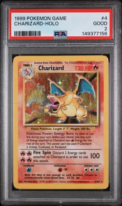 Pokemon Charizard Base Set Unlimited Holo Rare #4 PSA 2 - Image 1