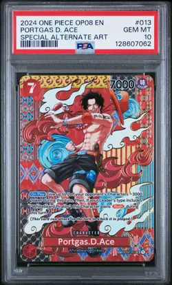 2024 ONE PIECE OP08-TWO LEGENDS SPECIAL ALTERNATE ART #013 PORTGAS D. ACE PSA 10 - Image 1