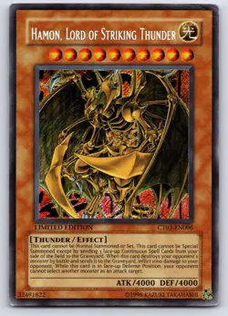Yugioh #CT03-EN006 Hamon, Lord of Striking Thunder Limited Ed Secret HP (Crease) - Image 1