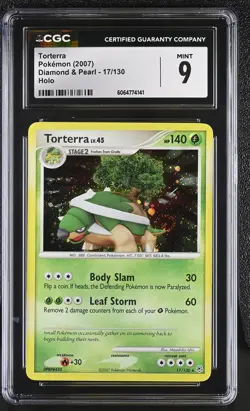 CGC 9 MINT Torterra 2007 Diamond & Pearl 17/130 Holo SWIRL Pokemon Card - Image 1