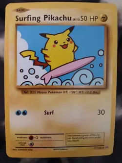 Pokemon Surfing Pikachu Evolutions 111/108 Secret Rare Regular 50 HP Card - Image 1
