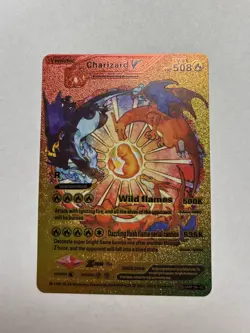 CHARIZARD V Rainbow Foil Fan Art Display Card, HP 508 NM - Image 1