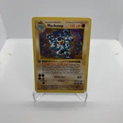 1999 1st Edition Shadowless Pokemon Machamp 008/102 Holo - Image 1