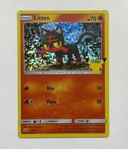 Pokemon TCG - LITTEN #15 - HOLO PROMO - MCDONALD'S 25TH ANNIVERSARY (2021) - MP - Image 1
