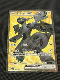 Pokemon TCG Black Bolt 158/086 Zekrom Ex Full Art Ultra Rare - NM - Image 1
