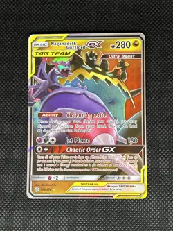 Pokemon Naganadel & Guzzlord GX Ultra Rare Full Art Holo 158/236 280 HP - Image 1