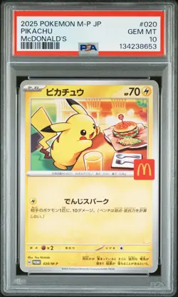 2025 POKEMON JAPANESE M-P PROMO MCDONALD'S #020 PIKACHU PSA 10 - Image 1