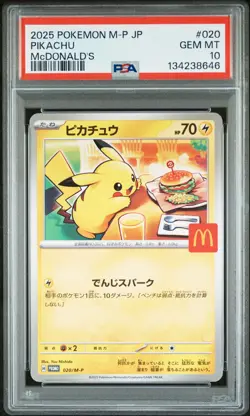 2025 POKEMON JAPANESE M-P PROMO MCDONALD'S #020 PIKACHU PSA 10 - Image 1