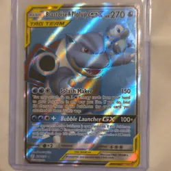 Pokemon Blastoise & Piplup GX TAG TEAM Ultra Rare Full Art Holo 214/236 - Image 1