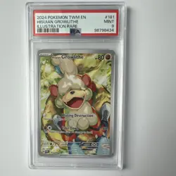 Pokemon TCG Hisuian Growlithe Twilight Masquerade Illustration Rare PSA 9 Holo - Image 1
