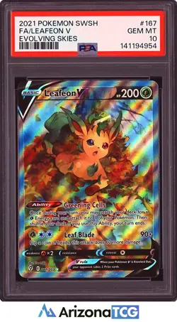Pokemon 2021 Leafeon V 167/203 Alt Art Evolving Skies GEM MINT PSA 10 - Image 1