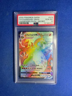 2020 Pokemon SWSH Champion's Path Secret #074 Charizard Vmax FA PSA 10 GEM MINT - Image 1