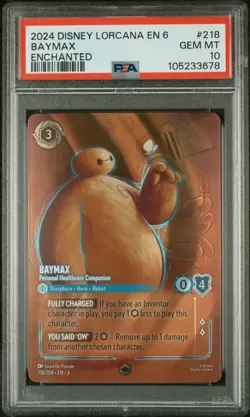 2024 Disney Lorcana ENCHANTED Baymax #218 PSA 10 #3678 - Image 1