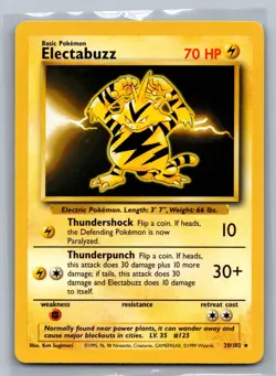 Electabuzz Base Set #020/102 Rare Pokemon Card - Image 1