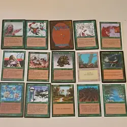 Magic: The Gathering Vintage Ice Age Green Lot - Rime Dryad, Aurochs, Folk - Image 1