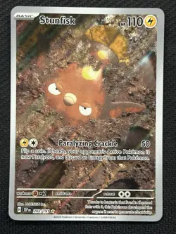 Pokemon Stunfisk 202/191 Sv08 Surging Sparks Illustration Rare Holo 110HP Card - Image 1