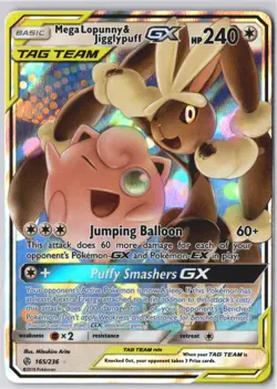 Mega Lopunny & Jigglypuff GX 165/236 Cosmic Eclipse TAG TEAM Pokemon Card NM/LP - Image 1