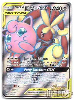 Mega Lopunny & Jigglypuff GX 225/236 Ultra Rare Cosmic Eclipse Pokemon NM - Image 1
